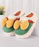 Oh! Pair Slip On Winter Shoes With Fur Lining & Bow Applique - Yellow