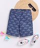 YOUMAA Vehicles Printed Stretchable Denim Shorts - Blue