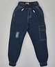 YOUMAA Raw Mild Distressed Stretchable Ripped Denim Joggers Jeans - Blue