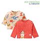 Babyoye 100% Cottton Eco Jiva Finish Full Sleeves Set of Vest Bear Print Pack of 2 - Cream & Coral
