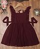 tior Sleeveless Swiss Dots Designed Dress - Burgundy