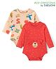 Babyoye 100% Cotton Knit Eco Jiva Finish A Full Sleeves Alphabet & Bear  Printed Onesies Pack of 2 - Red & Beige