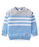 Babyhug Knitted Full Sleeves Pullover Striped Light Weight Sweater - Blue & Grey