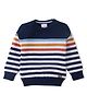 Babyhug Cotton Knitted Full Sleeves Pullover Light Weight  Sweater With Stripes - Navy Blue