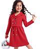 Hola Bonita Knit Full Sleeves Solid Co-Ord Set with Sequin Top - Red & Black