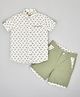 YOUMAA Cotton Half Sleeves Zebra Printed Shirt & Shorts Set - White