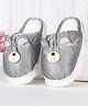 Oh! Pair Winter Slip Ons With Fur Lining & Puppy Face Applique - Grey