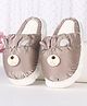 Oh! Pair Winter Slip Ons With Fur Lining & Puppy Face Applique - Brown