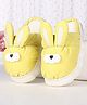 Oh! Pair Winter Slip Ons With Fur Lining & Puppy Face Applique - Yellow