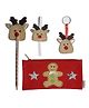 Li'Ll Pumpkins Gingerman Stationary Pouch & Reindeer Set Of Pencil Topper Book Mark Key Chain - Multicolour
