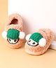 Oh! Pair Slip On Winter Shoes with Cap Applique - Peach