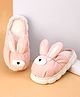 Oh! Pair Winter Slip Ons With Fur Lining & Bunny Face Applique - Pink