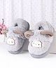 Oh! Pair Slip On Winter Wear Shoes With Animal Applique - Grey