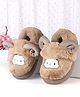 Oh! Pair Slip On Winter Wear Shoes With Animal Applique - Brown