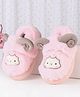 Oh! Pair Slip On Winter Wear Shoes With Animal Applique - Pink