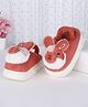Oh! Pair Winter Shoes with Back Strap Closure & Bunny Applique - Red