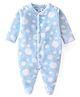 Babyhug Velour Knit Full Sleeves Sleep Suit With Polka Dots Print - Blue