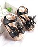 Babyoye Sandals with Velcro Closure & Bow Applique - Black