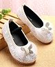 Babyoye Slip On Sequinned Ballerinas with Butterfly Applique - White
