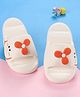 Oh! Pair Slip On Clogs with Floral Applique - White