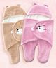 Mylo Essentials Baby Blankets New Born Combo Pack of Hooded Super Soft Wearable Wrapper Cum Baby Sleeping Bag for Babies Length -(70 cm x 78 cm, 0-6 Months)(Light Pink+Light Brown)- Combo of 2