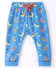 CUCUMBER  Interlock Knit Full Length Lounge Pant with Animal & Text Print - Blue