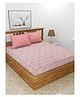 UrbanArts 400TC Luxury Glace Cotton King Size Bedsheet with 2 Pillow Covers - Pink Printed