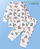 Babyoye Cotton Modal Blend Full Sleeves Thermal Inner Wear Set With Stacking Toys Print - White