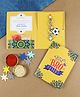 Asthetika Football Charm Rakhi In Greeting Card With Roli Chawal - Blue Orange