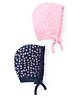 Doodle Poodle 100% Cotton Caps with Polka Dots Print Pack of 2 - Navy & Pink