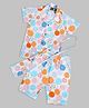 Actuel Cotton Half Sleeves Smileys Printed Coordinating Shirt & Shorts With Mobile Purse Set -White Blue Orange & Pink