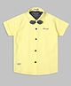 Actuel Cotton Half Sleeves Textured Shirt With Detachable Bow - Yellow