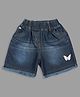 Actuel Mild Wash Buttefly Applique Detailed Solid Shorts - Blue