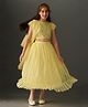 KIDSDEW Mesh Frill Sleeves Sequins & Shimmer Embellished Lehenga Choli With Dupatta Set - Yellow