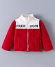 Kookie Kids Full Sleeves Front Open Jacket with Text Print - Maroon