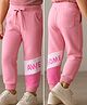 Babyhug Cotton Knit Full Length Lounge Pants With Text Print - Pink