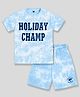 Unicorns Cotton Half Sleeves  Holiday Champ Text Printed Tie & Dye Co Ord Set - Blue