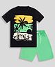 Unicorns Cotton Half Sleeves   Tropical Beach Printed Co Ord Set - Black & Green