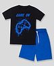 Unicorns Cotton Half Sleeves  Game On Remote Printed Co Ord Set - Black & Blue