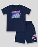 Unicorns Cotton Half Sleeves   Tropical Beach Vibes Ahead Printed Co Ord Set - Navy Blue