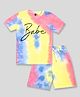 Unicorns Cotton Half Sleeves Tie & Dye Babe Printed Co Ord Set - Pink & Yellow