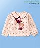Babyoye 100% Cotton Knit Full Sleeves Peter Pan Collar Top With Polka Dot Print- Light Pink