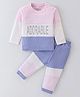 Child World Cotton Knit Full Sleeves Cut & Sew T-Shirt & Lounge Pants Set With Text Print - Blue