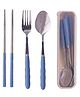 Adore Bon Vivant Portable Cutlery Set with Anti Bacterial Storage Case - Transparent Blue