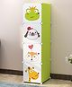 Adore Baby Foldable Wardrobe Storage Rack Closet Organizer for Clothes Kids Furniture Living Room Bedroom Small Accessories- 4 Cabinet -Green Animals