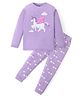Unicorns Cotton Knit Full  Sleeves Sleepy Unicorn Printed Night Suit - Purple & Lavender