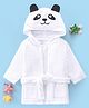 Babyhug Woven Terry Full Sleeve Bathrobe with Panda Print- White