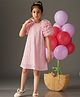 KIDSDEW Half Ruffle Sleeves Sequins Embellished & Lace Detailed Net Dress - Purple