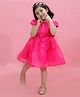 KIDSDEW Cap Sleeves Bow Detailed Organza Dress - Mauve