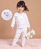 Babyoye Cotton Modal Blend Floral Print Full Sleeves Front Open Thermal Inner Wear Set - White
